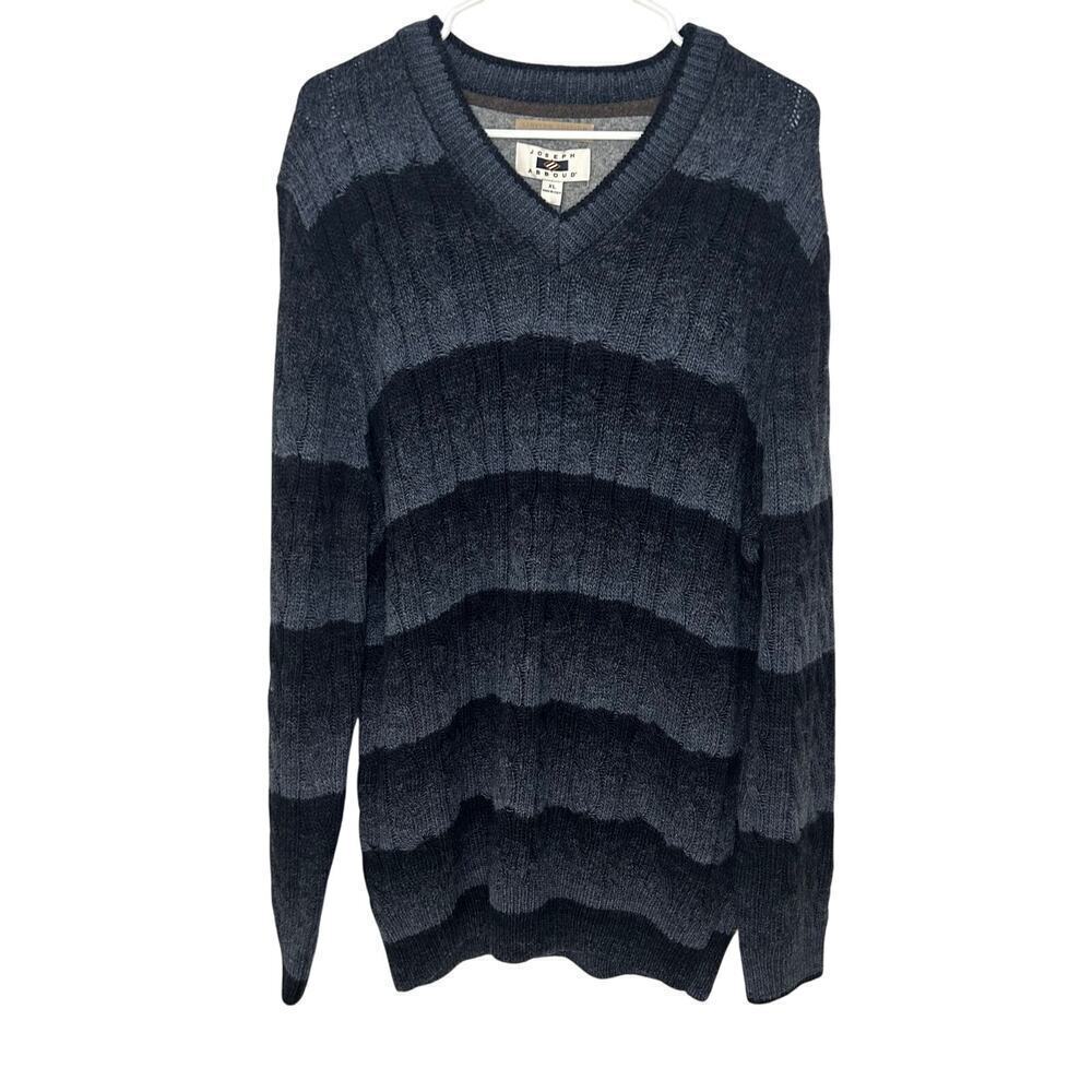 Joseph Abboud‎ NWT Italian wool blend  cable knit striped v-neck sweater size XL